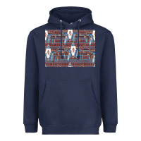 Navy Bull Skull Pattern Heavyweight Hoodie - CowhideDigitalArt