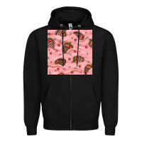 Black valentines day strawberries in cream seamless pattern Zipper Hoodie - BundleAndBundleShop