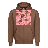 Chestnut valentines day strawberries in cream seamless pattern Zipper Hoodie - BundleAndBundleShop