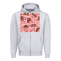 Heather Grey valentines day strawberries in cream seamless pattern Zipper Hoodie - BundleAndBundleShop