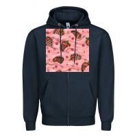 Navy valentines day strawberries in cream seamless pattern Zipper Hoodie - BundleAndBundleShop