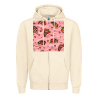 Sandshell valentines day strawberries in cream seamless pattern Zipper Hoodie - BundleAndBundleShop