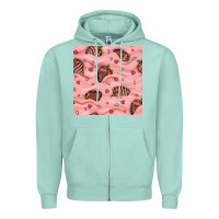 Seafoam valentines day strawberries in cream seamless pattern Zipper Hoodie - BundleAndBundleShop