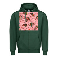 Sports Green valentines day strawberries in cream seamless pattern Zipper Hoodie - BundleAndBundleShop