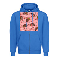 Valentines Day Strawberries In Cream Seamless Pattern Zipper Hoodie | Teevron