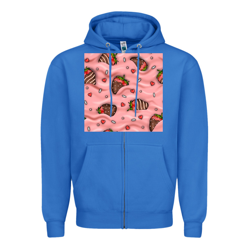 Valentines Day Strawberries In Cream Seamless Pattern Zipper Hoodie by BundleAndBundleShop | Teevron