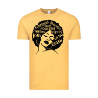 Vintage Mustard Womens Strong Black Woman Afro Message Vintage Tee - lanVoArt