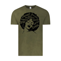 Vintage Olive Womens Strong Black Woman Afro Message Vintage Tee - lanVoArt