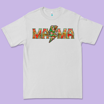 Mama Christmas Lightning Bolt Premium Tee Designed By Nancycooperartshop