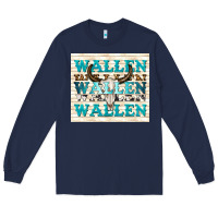 Navy wallen with bull skull Long Sleeve Tee - TumblerDesignByShophia