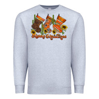 Heather Grey western Christmas Premium Sweatshirt - CowhideDigitalArt
