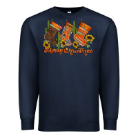 Navy western Christmas Premium Sweatshirt - CowhideDigitalArt
