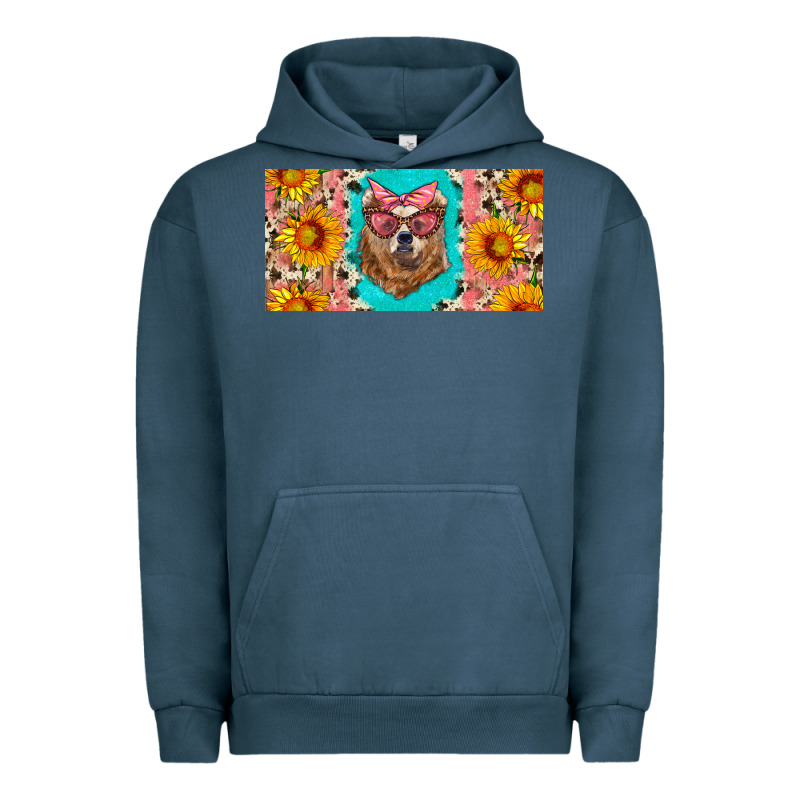 Mama Bear With Sunflowers And Glasses License Plate Urban Hoodie by Artiststas | Teevron