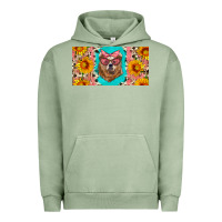 Pigment Oil Green mama bear with sunflowers and glasses license plate Urban Hoodie - Artiststas
