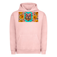 Pigment Salmon mama bear with sunflowers and glasses license plate Urban Hoodie - Artiststas