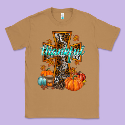 Thankful Cross Classic Tee Designed By Racoondesign