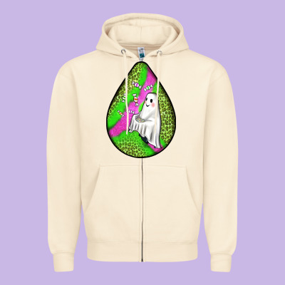 Halloween Ghost Teardrop Zipper Hoodie Designed By Bundleandbundleshop