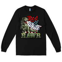 Black Red white rawr 4th of july Long Sleeve Tee - HowdyJamesFarm