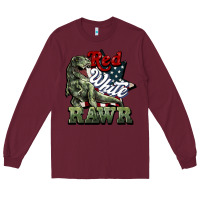 Burgundy Red white rawr 4th of july Long Sleeve Tee - HowdyJamesFarm