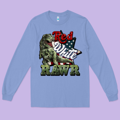 Red White Rawr 4th Of July Long Sleeve Tee Designed By Howdyjamesfarm