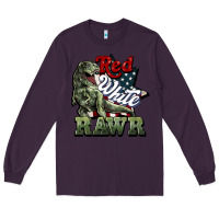 Plum Red white rawr 4th of july Long Sleeve Tee - HowdyJamesFarm