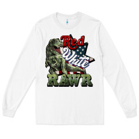 White Red white rawr 4th of july Long Sleeve Tee - HowdyJamesFarm