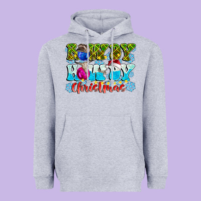 Rowdy Howdy Christmas Heavyweight Hoodie Designed By Cowhidedigitalart