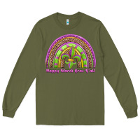 Army Green happy mardi gras y'all rainbow Long Sleeve Tee - Jasminsmagicworld
