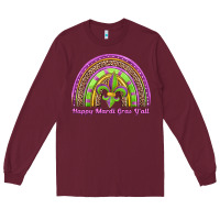 Burgundy happy mardi gras y'all rainbow Long Sleeve Tee - Jasminsmagicworld