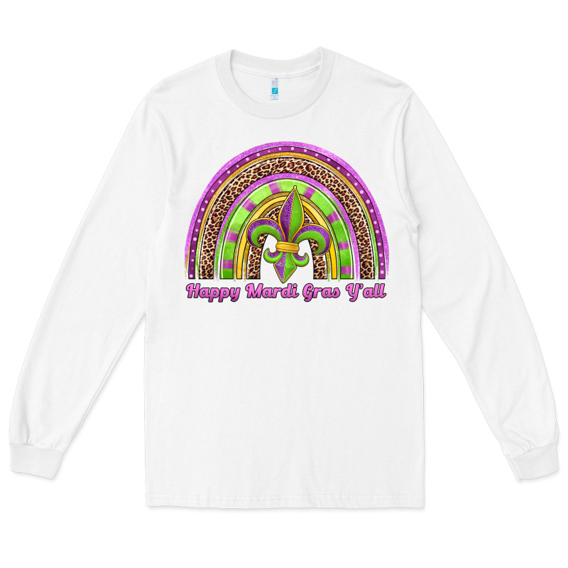 Happy Mardi Gras Y'all Rainbow Long Sleeve Tee by Jasminsmagicworld | Teevron