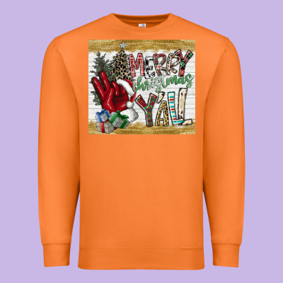 Merry Christmas Y'all Premium Sweatshirt Designed By Cowhidedigitalart
