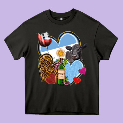 Argentina Hearts Heavy Core Tee Designed By Nancycooperartshop