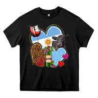 Black Argentina hearts Heavy Core Tee - NancyCooperArtShop