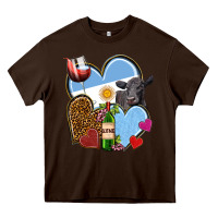 Chocolate Brown Argentina hearts Heavy Core Tee - NancyCooperArtShop