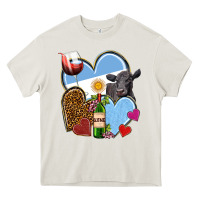 Cream Argentina hearts Heavy Core Tee - NancyCooperArtShop