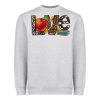 Heather Grey love teacher Heavyweight Sweatshirt - OliviaCreatesArt