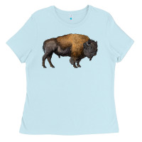 Baby Blue american bison body Ladies Tee - RanaPortraitStore