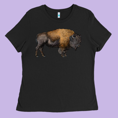 American Bison Body Ladies Tee Designed By Ranaportraitstore