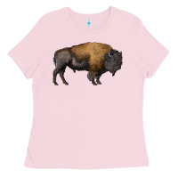 Bubblegum Pink american bison body Ladies Tee - RanaPortraitStore