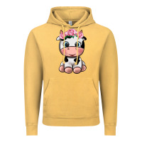 Vintage Mustard cute cow Vintage Hoodie - texasbilliewilder