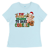 Baby Blue Tis' the season to bake cookies Ladies Tee - NancyCooperArtShop