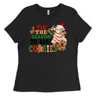Black Tis' the season to bake cookies Ladies Tee - NancyCooperArtShop