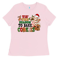 Bubblegum Pink Tis' the season to bake cookies Ladies Tee - NancyCooperArtShop