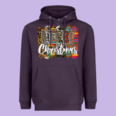 Western Merry Christmas Heavyweight Hoodie Designed By Cowhidedigitalart