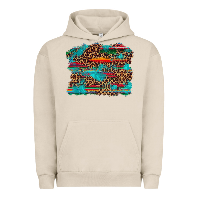 Western Serape Leopard Turquoise  Background Urban Hoodie by Artiststas | Teevron