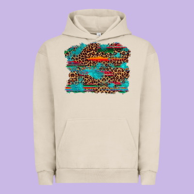 Western Serape Leopard Turquoise  Background Urban Hoodie Designed By Artiststas