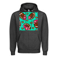 Charcoal Heather american football roses and hearts seamless pattern Zipper Hoodie - BundleAndBundleShop