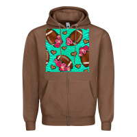 Chestnut american football roses and hearts seamless pattern Zipper Hoodie - BundleAndBundleShop