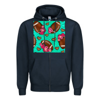 Navy american football roses and hearts seamless pattern Zipper Hoodie - BundleAndBundleShop