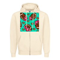 Sandshell american football roses and hearts seamless pattern Zipper Hoodie - BundleAndBundleShop